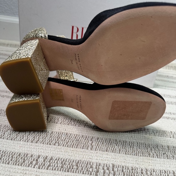 RED Valentino- Suede D'Orsay Pumps- Black/Gold-Women’s Size 36 - Picture 9 of 12